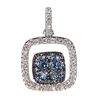 Blue sapphire white gold classic pendant