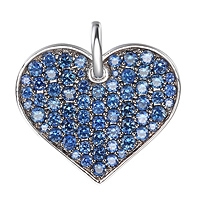 Blue sapphire white gold heart pendant