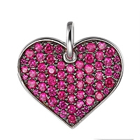 Ruby white gold heart pendant