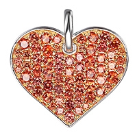 Orange sapphire gold heart pendant