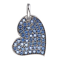 Blue sapphire white gold heart pendant