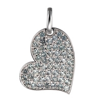 Grey sapphire white gold heart pendant