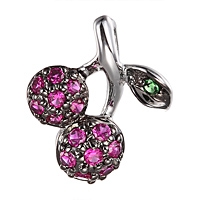 Pink sapphire white gold cherry pendant