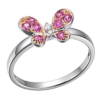 Pink sapphire gold butterfly ring