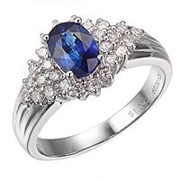 Blue sapphire white gold classic ring