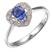 Blue sapphire white gold classic ring