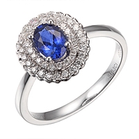 Blue sapphire white gold classic ring
