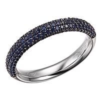 Blue sapphire white gold band ring