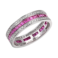 Pink sapphire white gold eternity ring