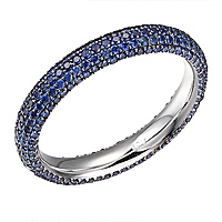 Blue sapphire white gold eternity ring