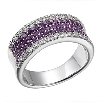 Amethyst white gold designer ring