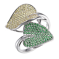 Yellow sapphire and tsavorite white gold floral ring