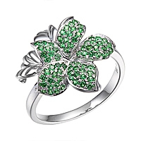 Tsavorite white gold flower ring