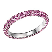 Pink sapphire white gold eternity ring