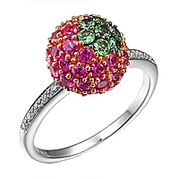 Pink sapphire and tsavorite gold designer ring