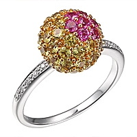 Pink and yellow sapphire gold designer ring