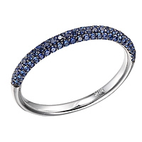 Blue sapphire white gold band ring