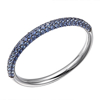 Blue sapphire white gold band ring