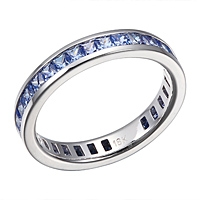 Blue sapphire white gold eternity ring