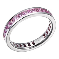 Pink sapphire white gold eternity ring