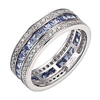 Blue sapphire white gold eternity ring
