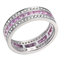 Pink sapphire white gold eternity ring