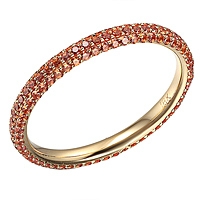 Orange sapphire yellow gold eternity ring