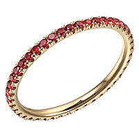 Orange sapphire yellow gold eternity ring