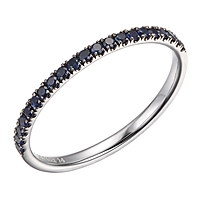 Blue sapphire white gold band ring