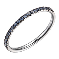 Blue sapphire white gold band ring