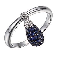 Blue sapphire white gold designer ring