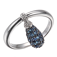 Blue sapphire white gold designer ring