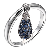 Blue sapphire white gold designer ring