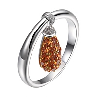Orange sapphire white gold designer ring