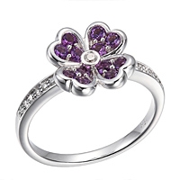 Amethyst white gold flower ring