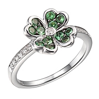 Tsavorite white gold flower ring