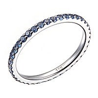 Blue sapphire white gold eternity ring