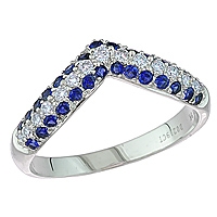 Blue sapphire white gold designer ring