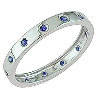 Blue sapphire white gold band ring