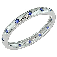 Blue sapphire white gold band ring