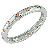 Orange sapphire white gold band ring