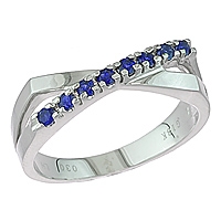 Blue sapphire white gold designer ring