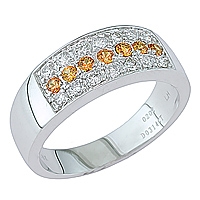 Orange sapphire white gold band ring