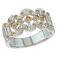 Orange sapphire white gold designer ring