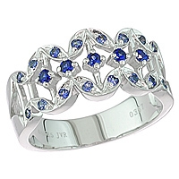 Blue sapphire white gold designer ring