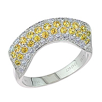 Yellow sapphire white gold designer ring