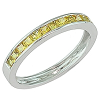 Yellow sapphire white gold band ring