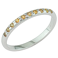 Orange sapphire white gold band ring