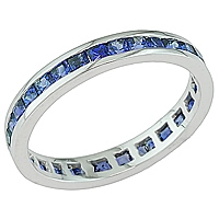 Blue sapphire white gold band ring