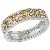 Orange sapphire white gold designer ring
